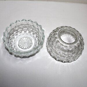 Vintage Homco 2 Piece Clear Glass Patterned Candle Holder - No Box